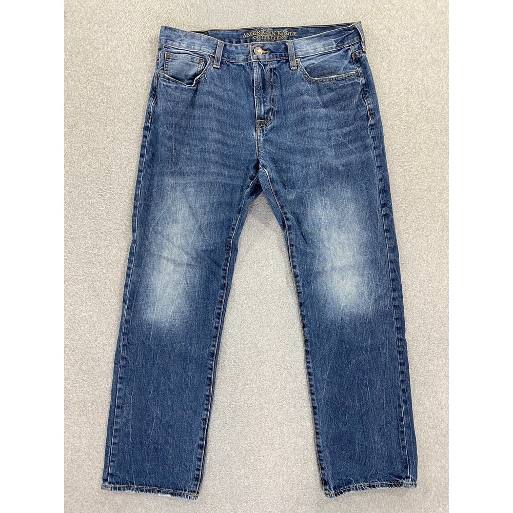American Eagle Men 36x34‎ (Fits 36x31) Made To Last Original Straight Blue Jeans